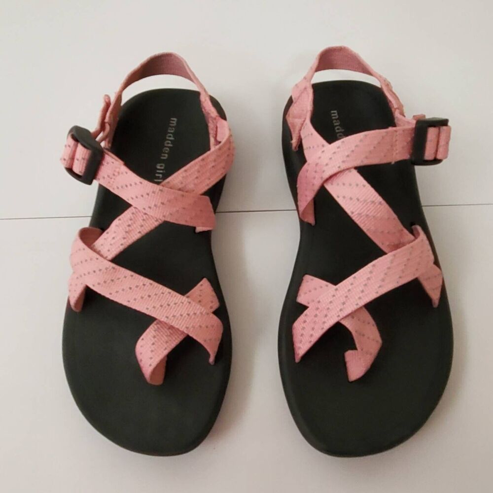 Madden Girl Womens 7.5-8.5 Sandals Sun Blush Pink Strappy Mismatched New - Picture 3 of 16